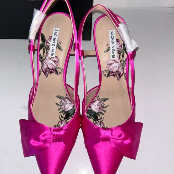 Sachin & Babi, Lenox Obi-Bow, Closed Toe Slingback Pink, Size 9 Heels, NEW - Picture 3 of 7